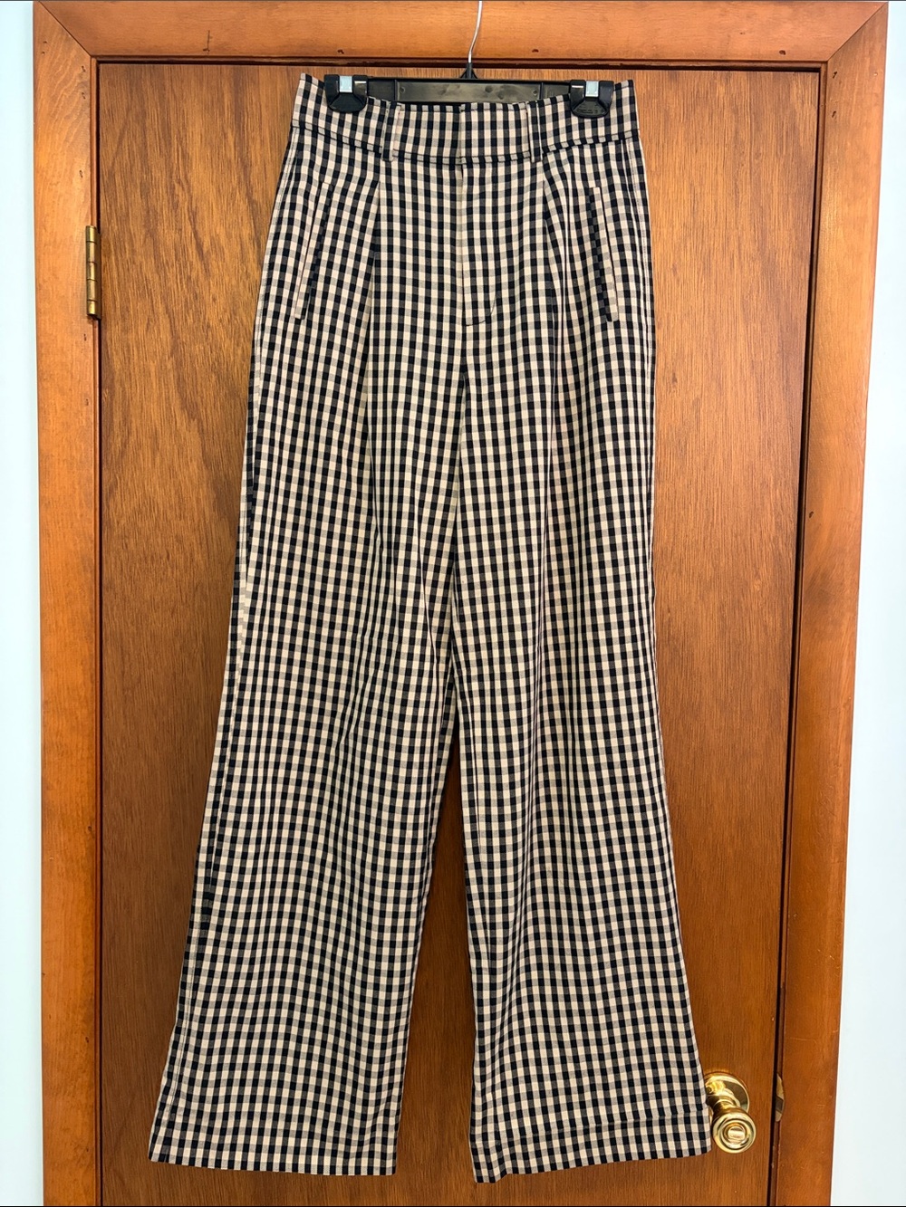 Everlane Way-High Drape Pant in Black and White Gingham Size 2S - Picture 3 of 9